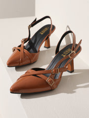 GNIST Structured  pointed Tan Heel