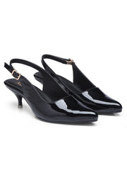 GNIST Classy Pointed Black Kitten Heel