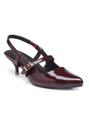 GNIST Structured  pointed Cherry Kitten Heel