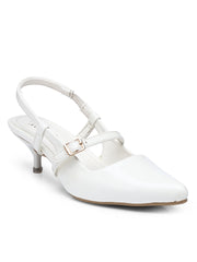 GNIST Structured  pointed White Kitten Heel