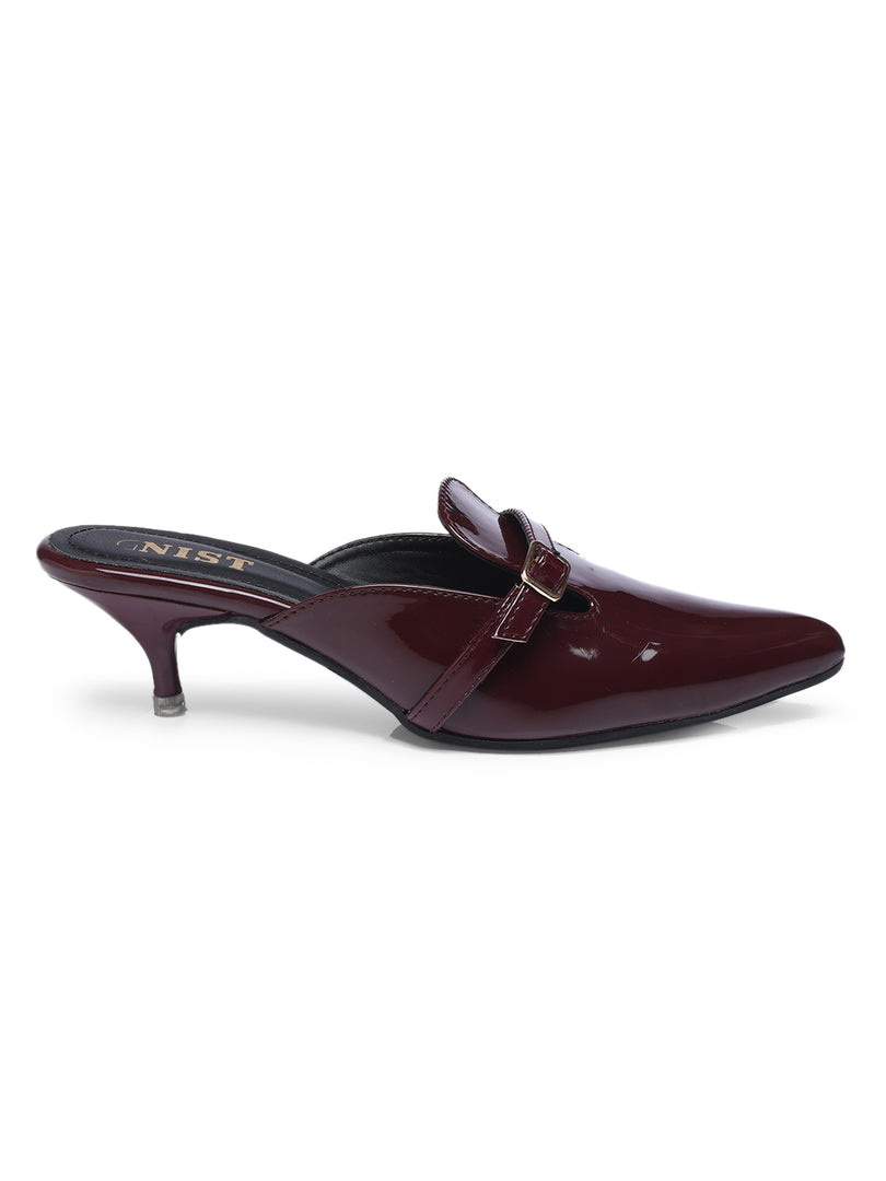 GNIST Structured  Mule Cherry Kitten Heel