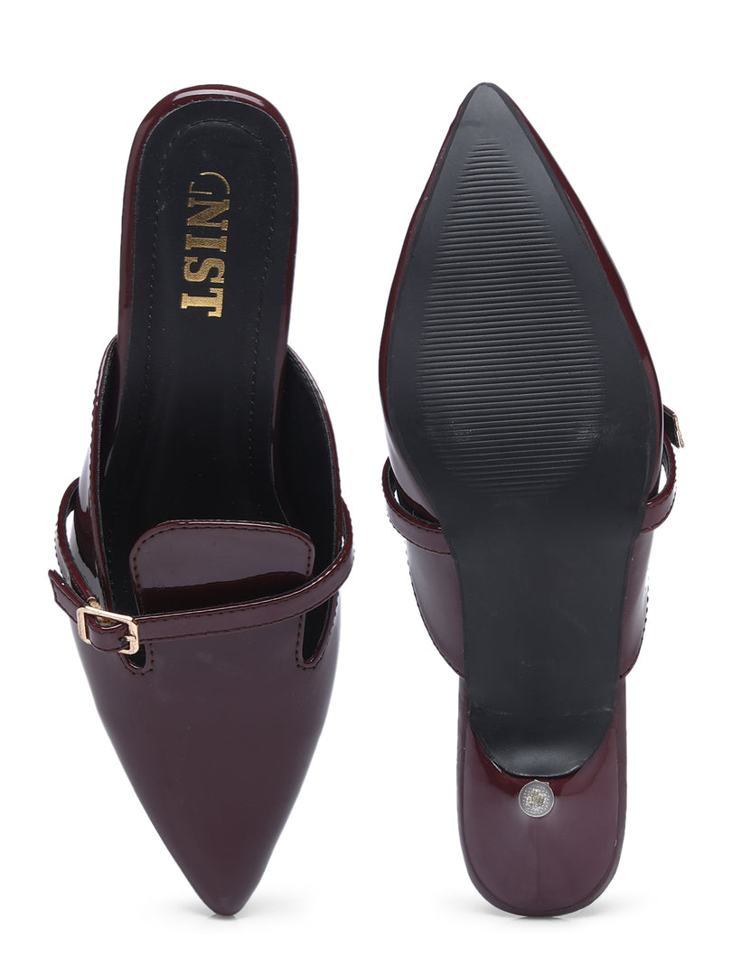 GNIST Structured  Mule Cherry Kitten Heel