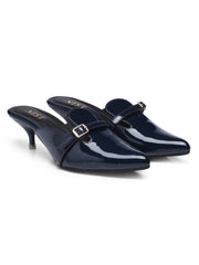 GNIST Structured  Mule Navy Kitten Heel