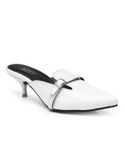 GNIST Structured  Mule White Kitten Heel