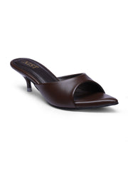 GNIST Comfortable Open Toe Brown Kitten Heel