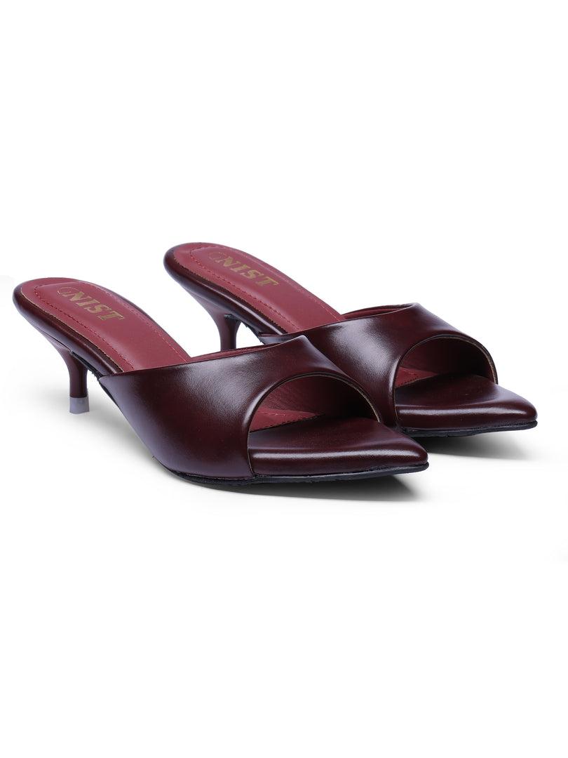 GNIST Comfortable Open Toe Cherry Kitten Heel