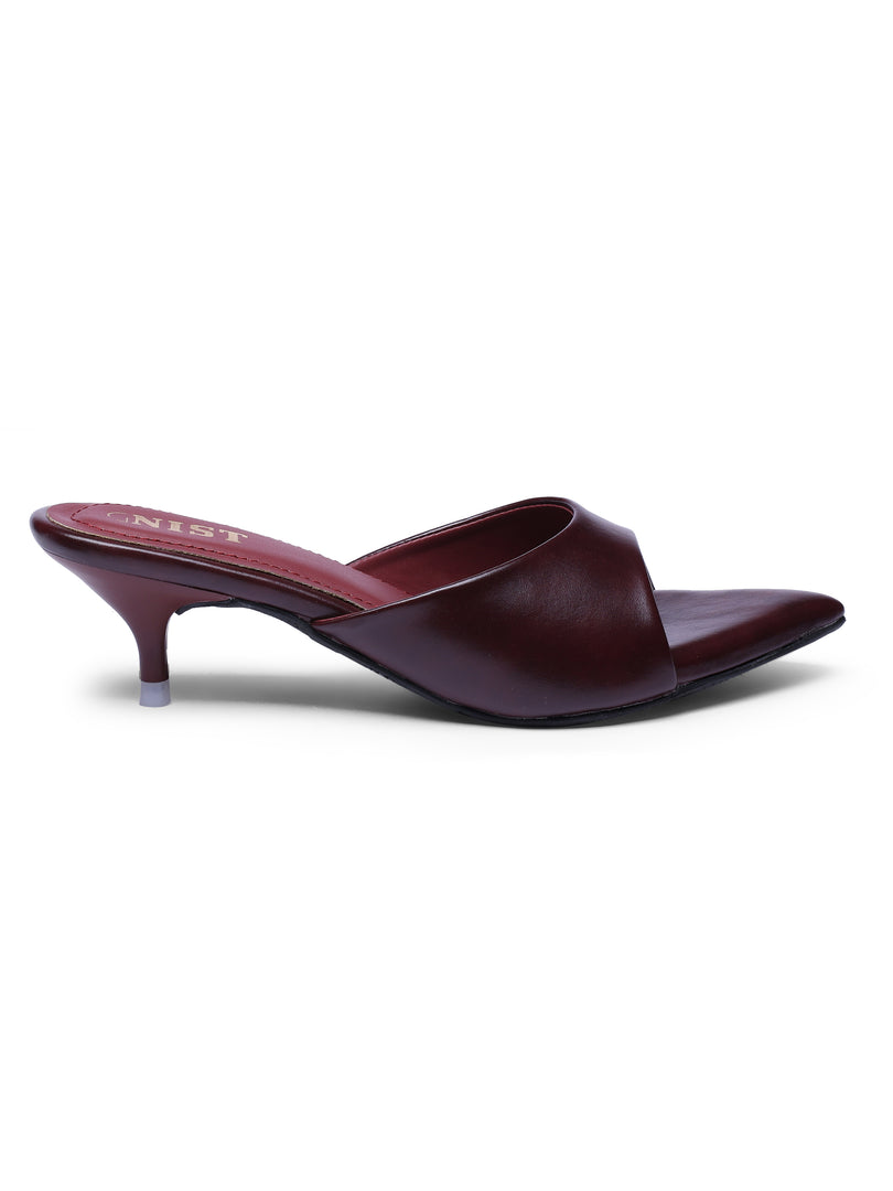 GNIST Comfortable Open Toe Cherry Kitten Heel