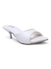 GNIST Comfortable Open Toe White Kitten Heel
