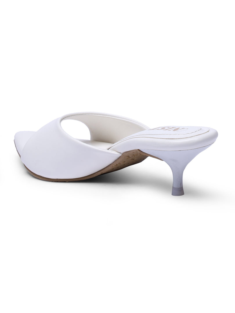 GNIST Comfortable Open Toe White Kitten Heel