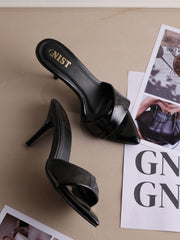 GNIST Open Toe Twisted Strap Black Stilettos Heel