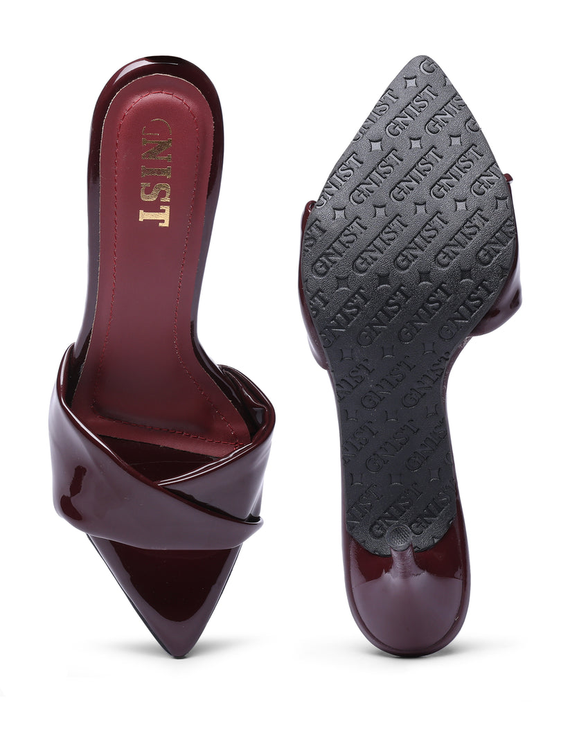 GNIST Open Toe Twisted Strap Cherry Stilettos Heel