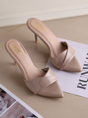 GNIST Open Toe Twisted Strap Nude Stilettos Heel