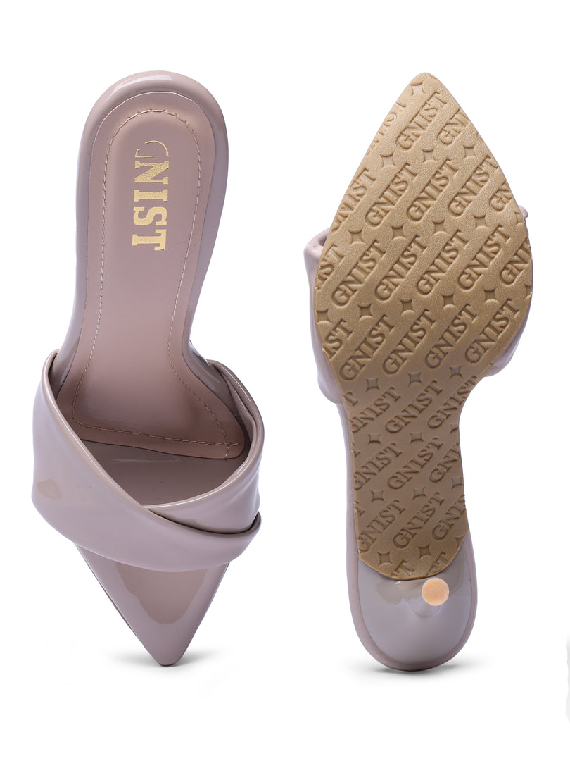 GNIST Open Toe Twisted Strap Nude Stilettos Heel