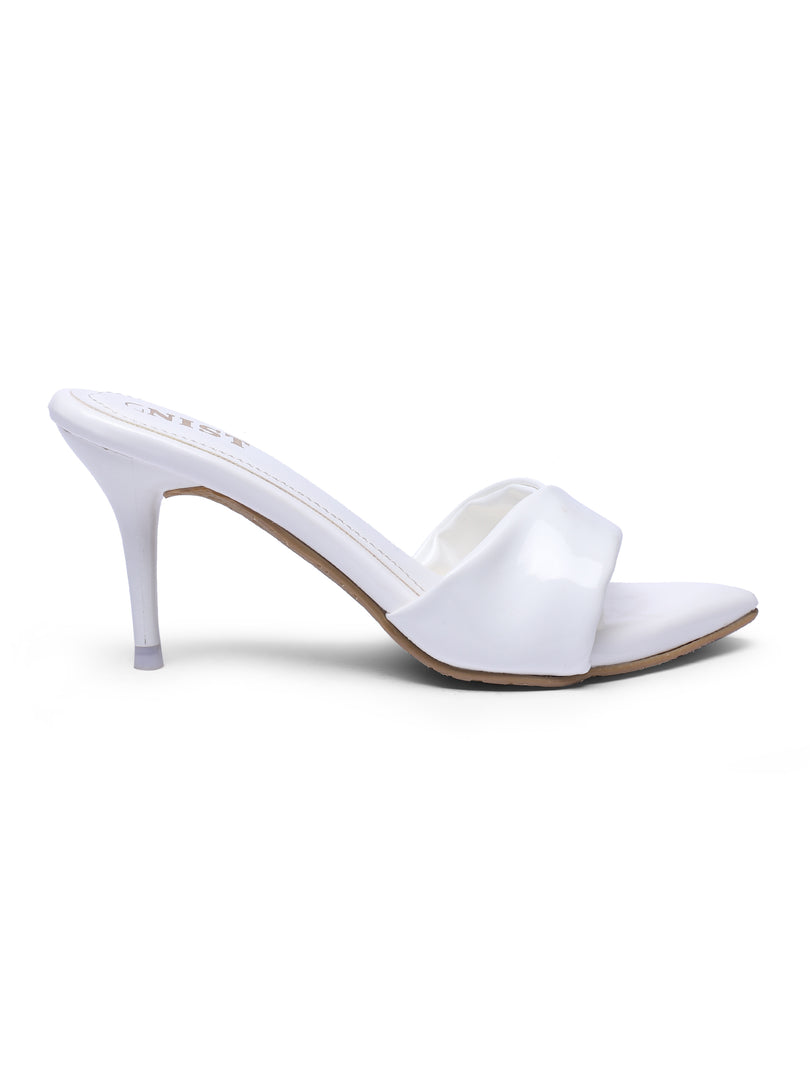 GNIST Open Toe Twisted Strap White Stilettos Heel