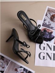 GNIST Double Bow Black Stilettos Heel