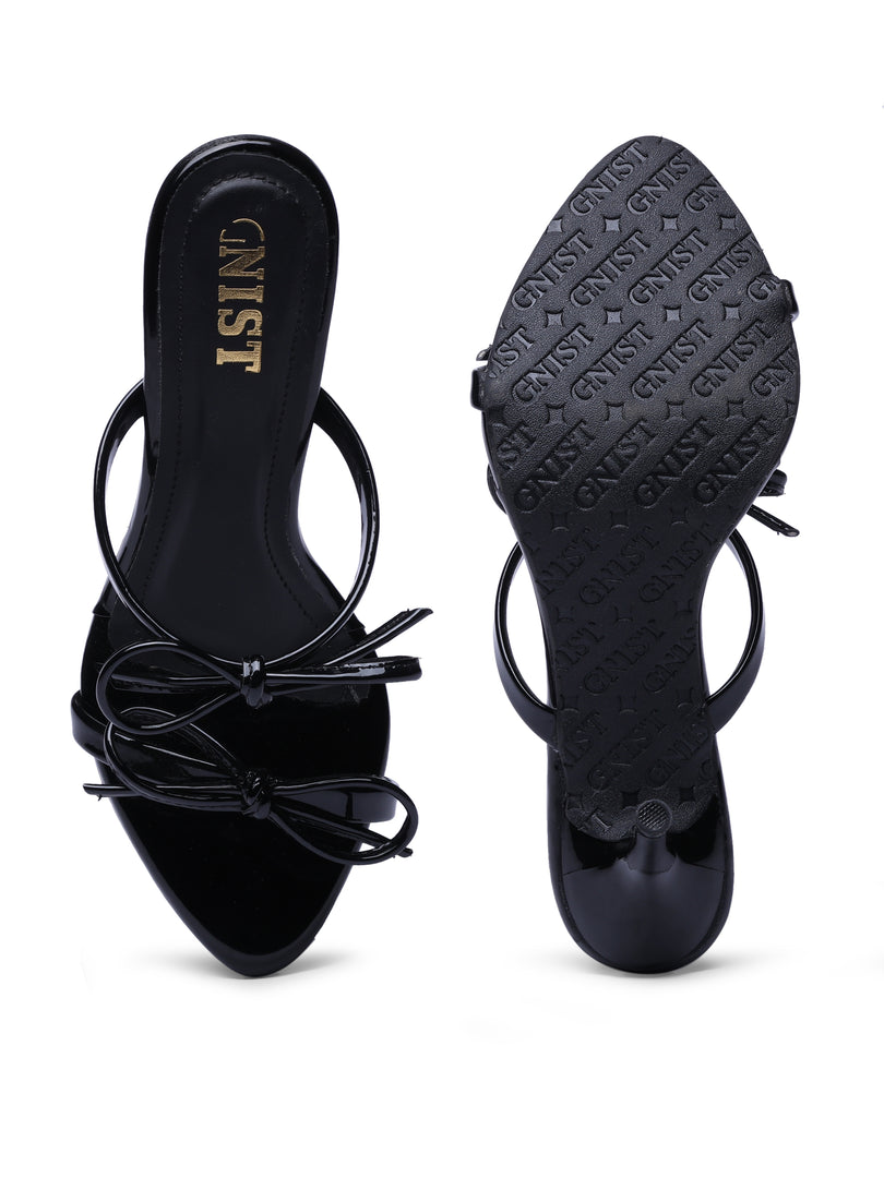 GNIST Double Bow Black Stilettos Heel