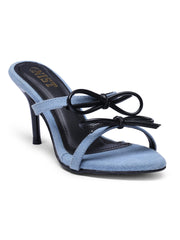 GNIST Double Bow Blue Black Stilettos Heel