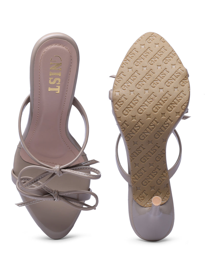 GNIST Double Bow Nude Stilettos Heel