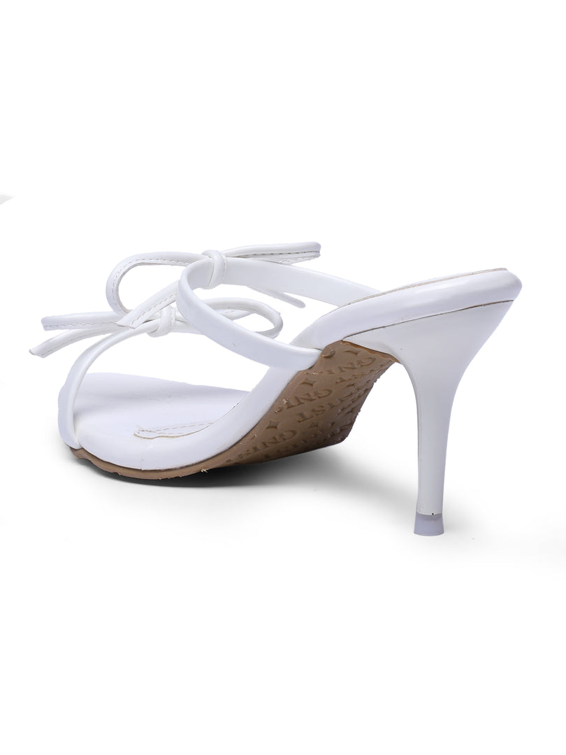 GNIST Double Bow White Stilettos Heel