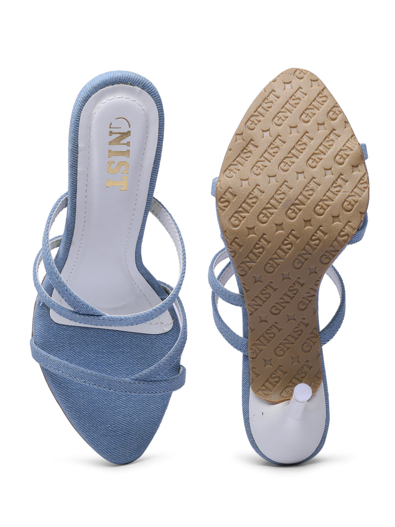 GNIST Classic Open toe BlueWhite Stilettos Heel