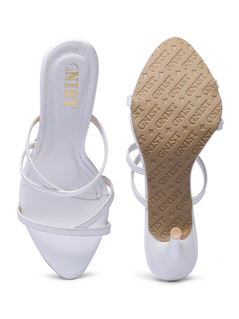 GNIST Classic Open toe  White Stilettos Heel