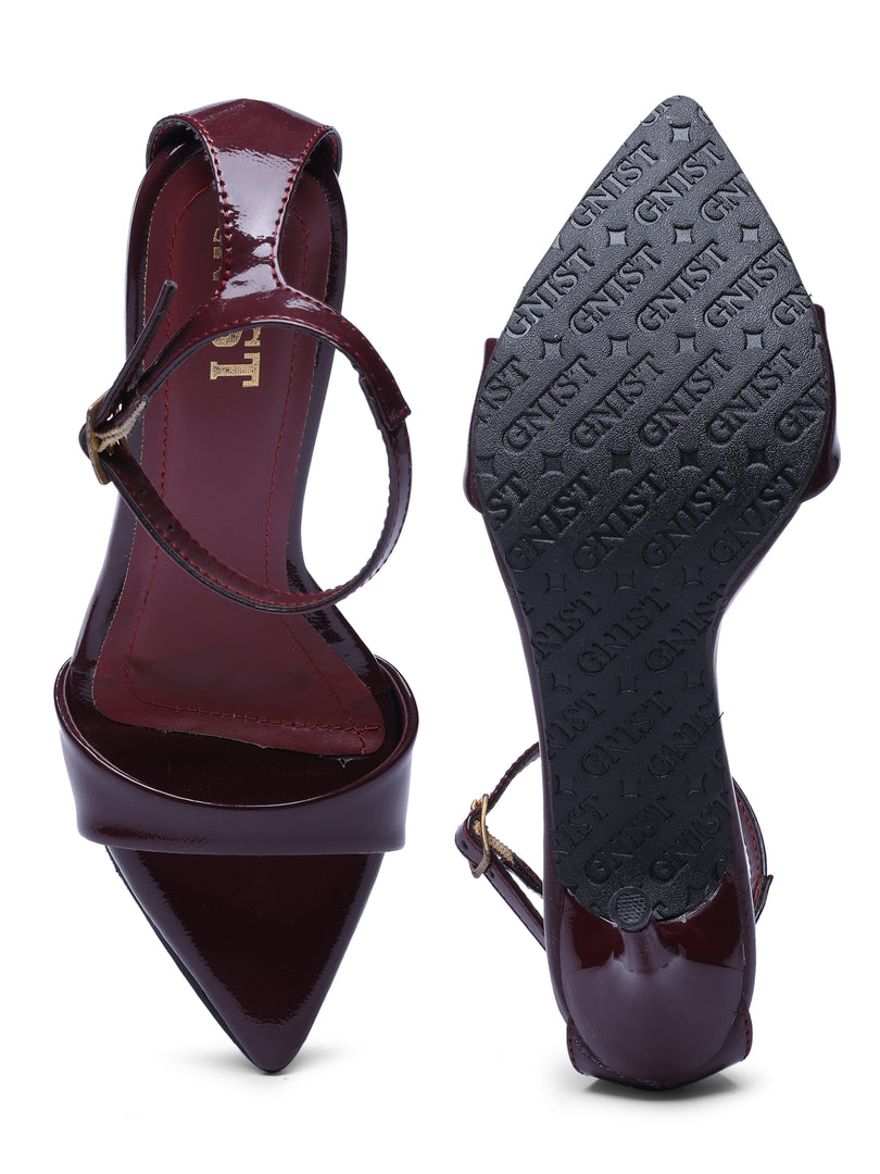 GNIST Pointed Ankle Strap Cherry Stilettos Heel