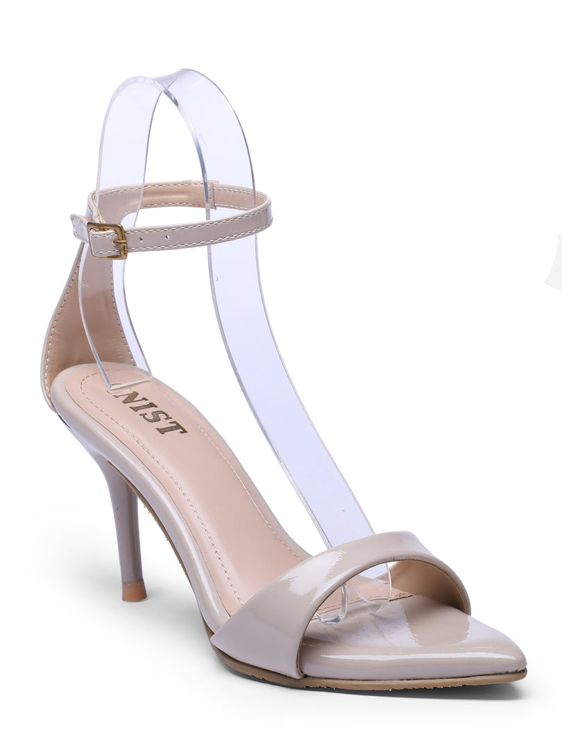 GNIST Pointed Ankle Strap Nude Stilettos Heel
