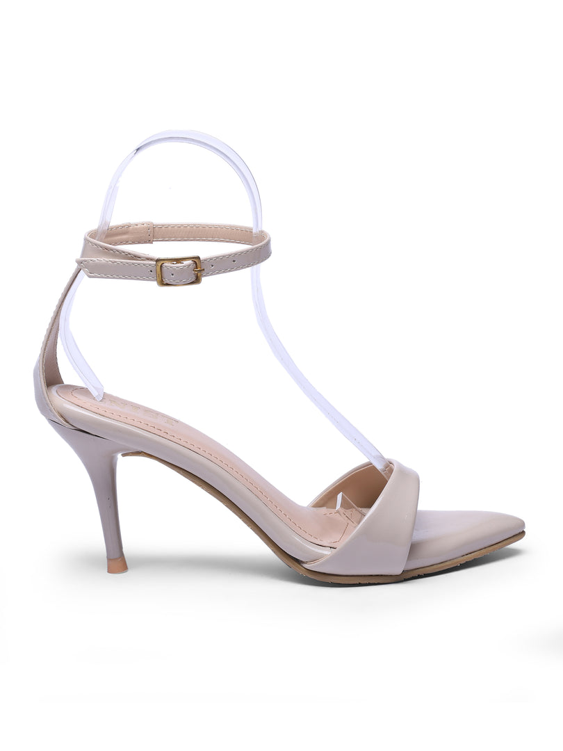 GNIST Pointed Ankle Strap Nude Stilettos Heel