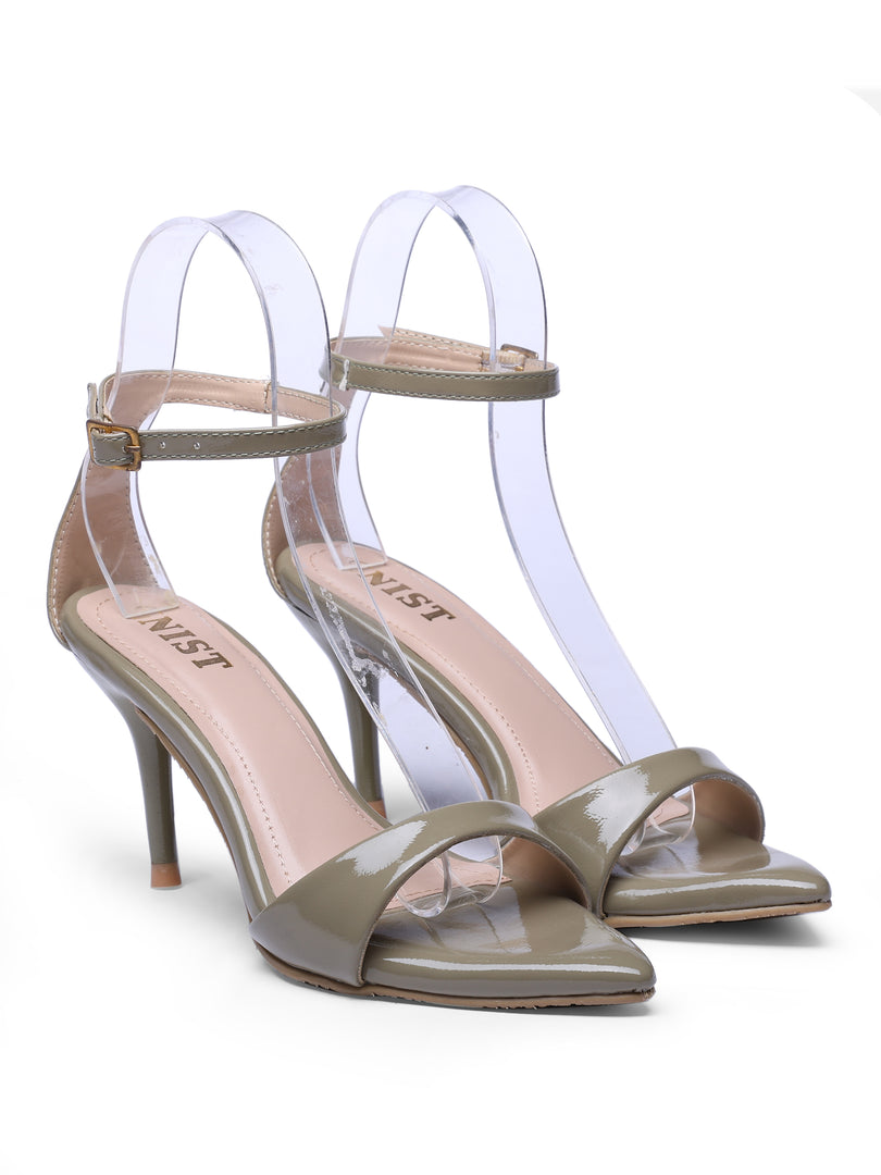 GNIST Pointed Ankle Strap Olive Stilettos Heel