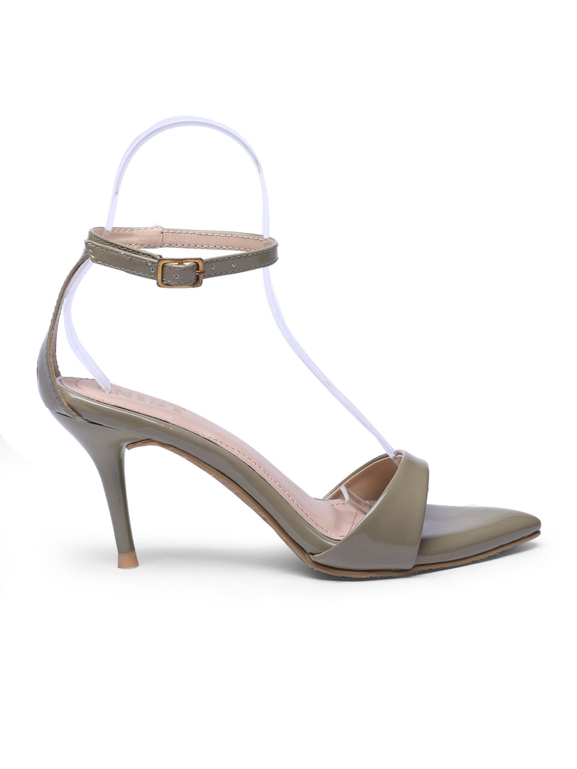 GNIST Pointed Ankle Strap Olive Stilettos Heel