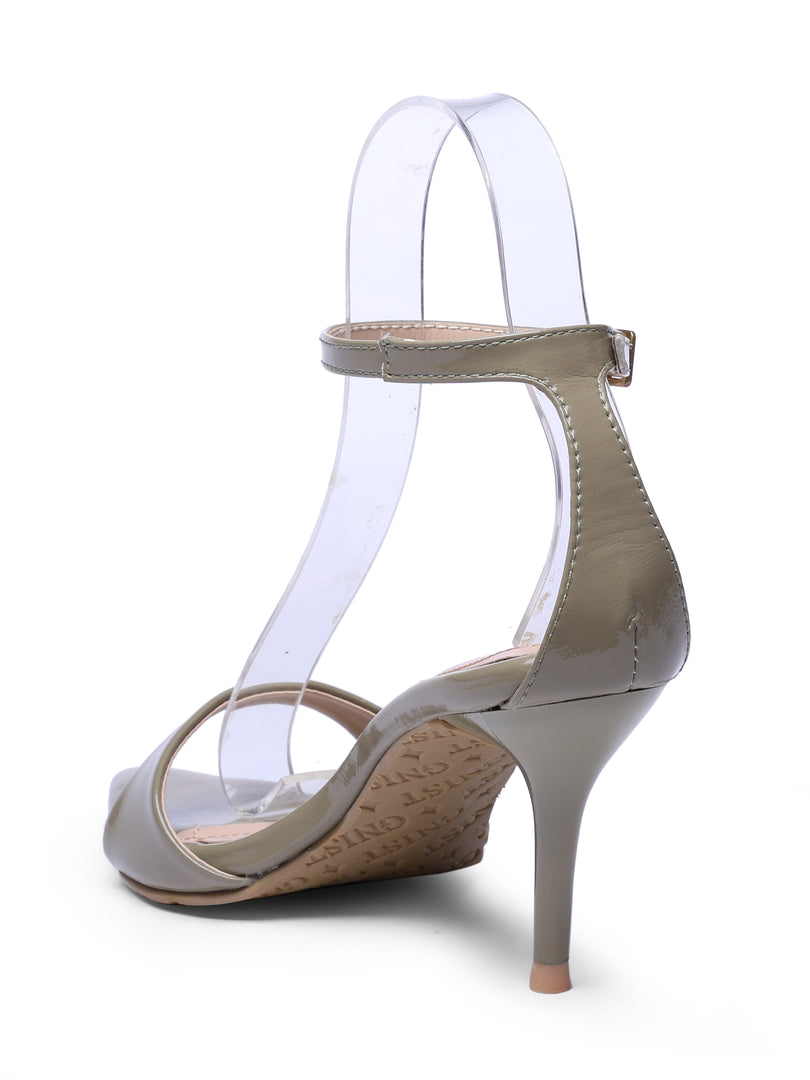 GNIST Pointed Ankle Strap Olive Stilettos Heel