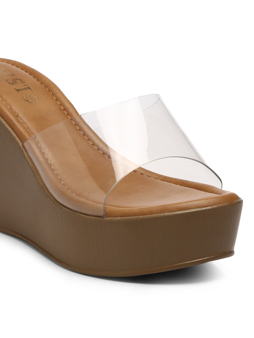 Gnist Beige Transparent High Platforms Heels