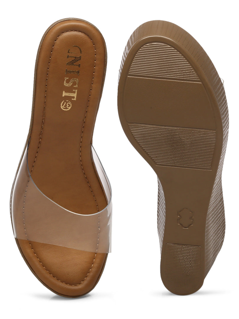 Gnist Beige Transparent High Platforms Heels