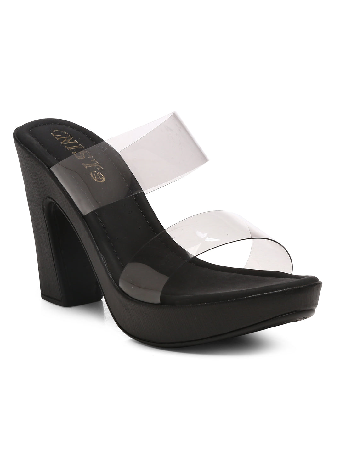 Gnist Black High Heels Transparent Platforms Heels