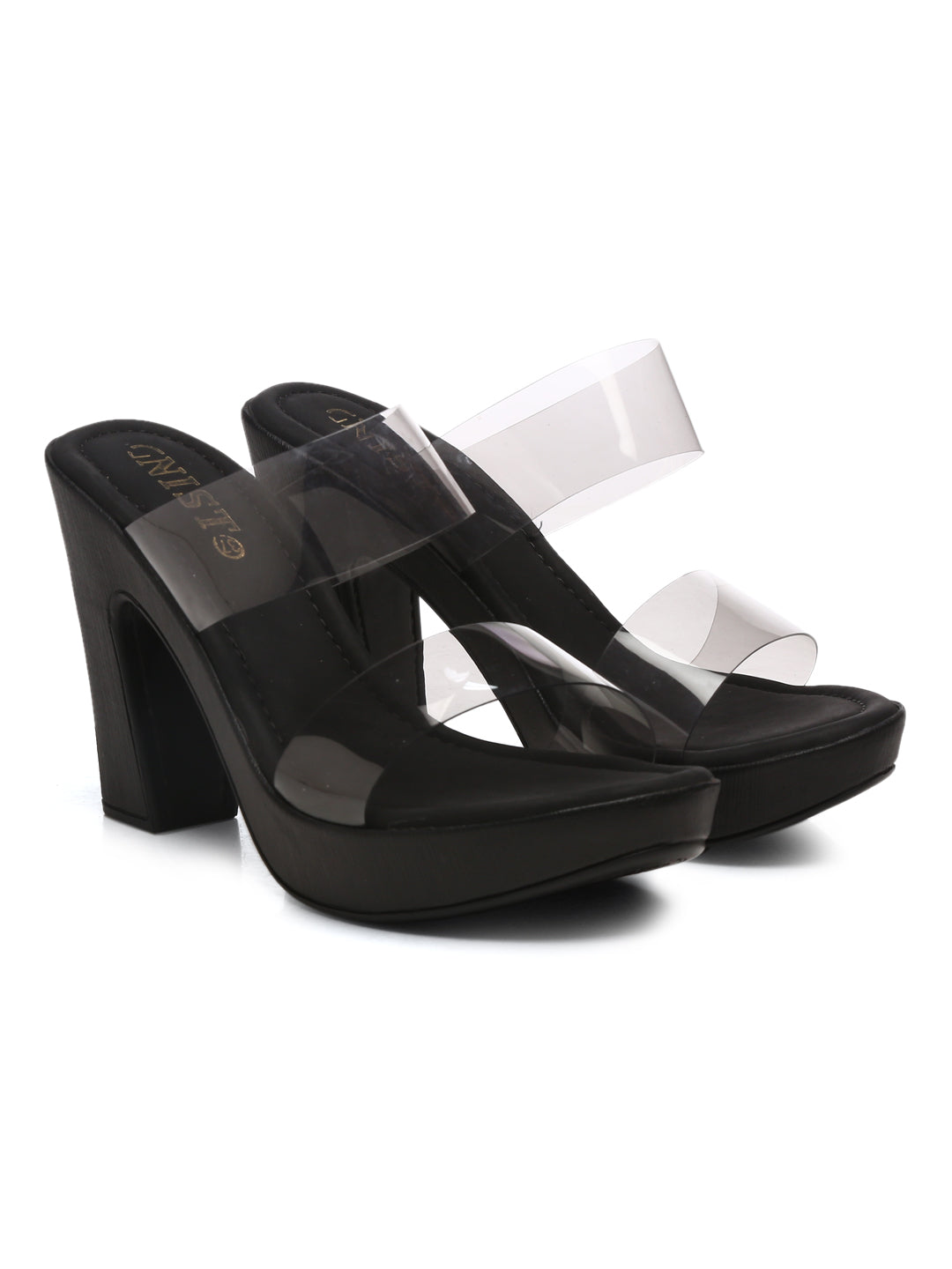 Gnist Black High Heels Transparent Platforms Heels