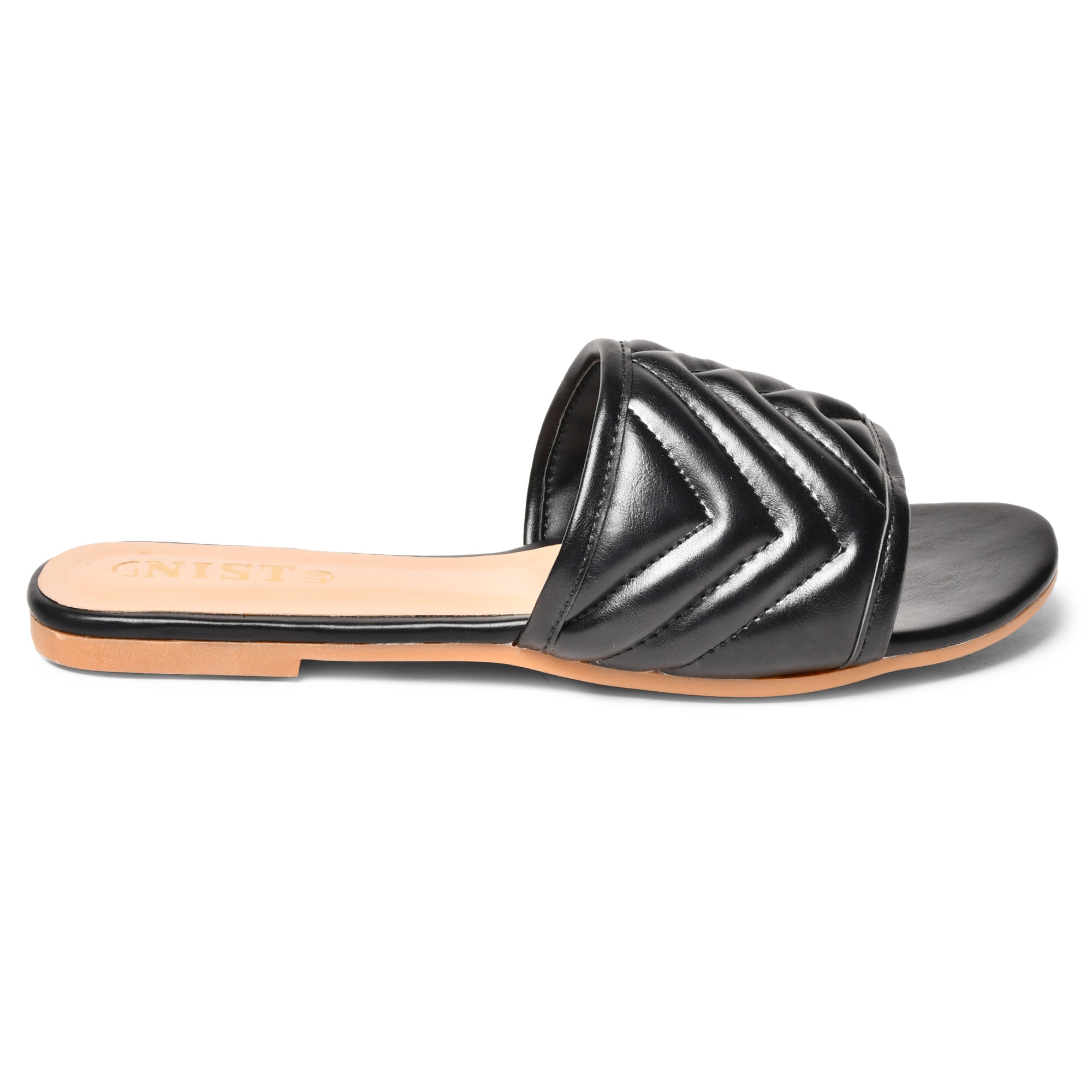 GNIST Ziczak GG Quilted Faux Leather Black Flats