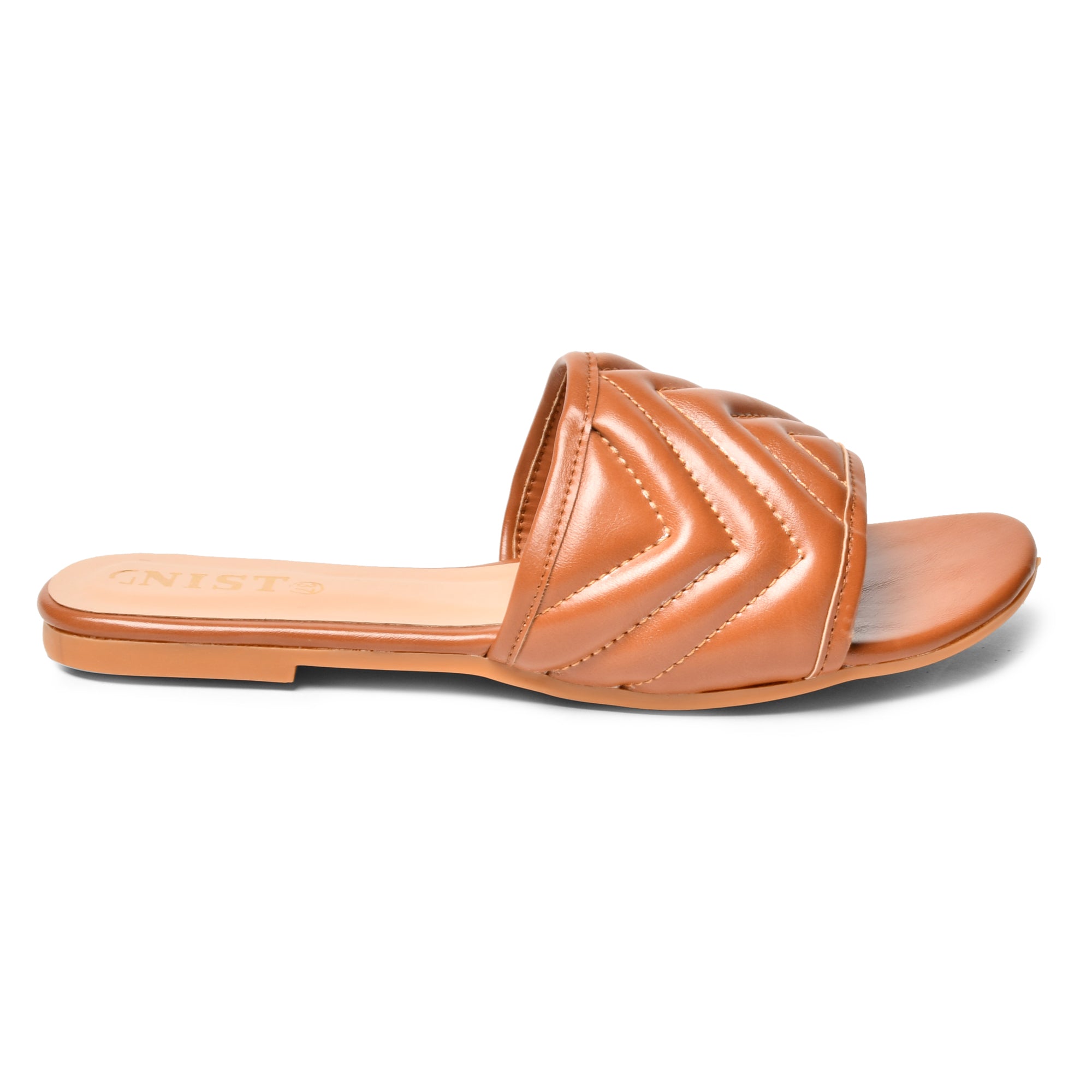 GNIST Ziczak GG Quilted Faux Leather Tan Flats