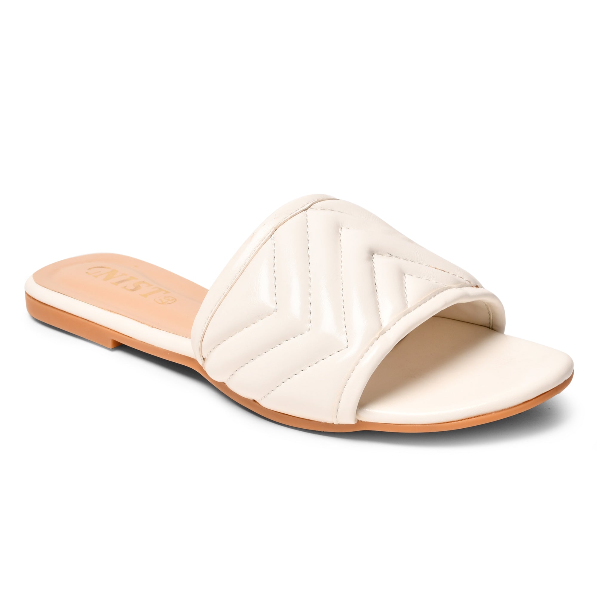 GNIST Ziczak GG Quilted Faux Leather White Flats