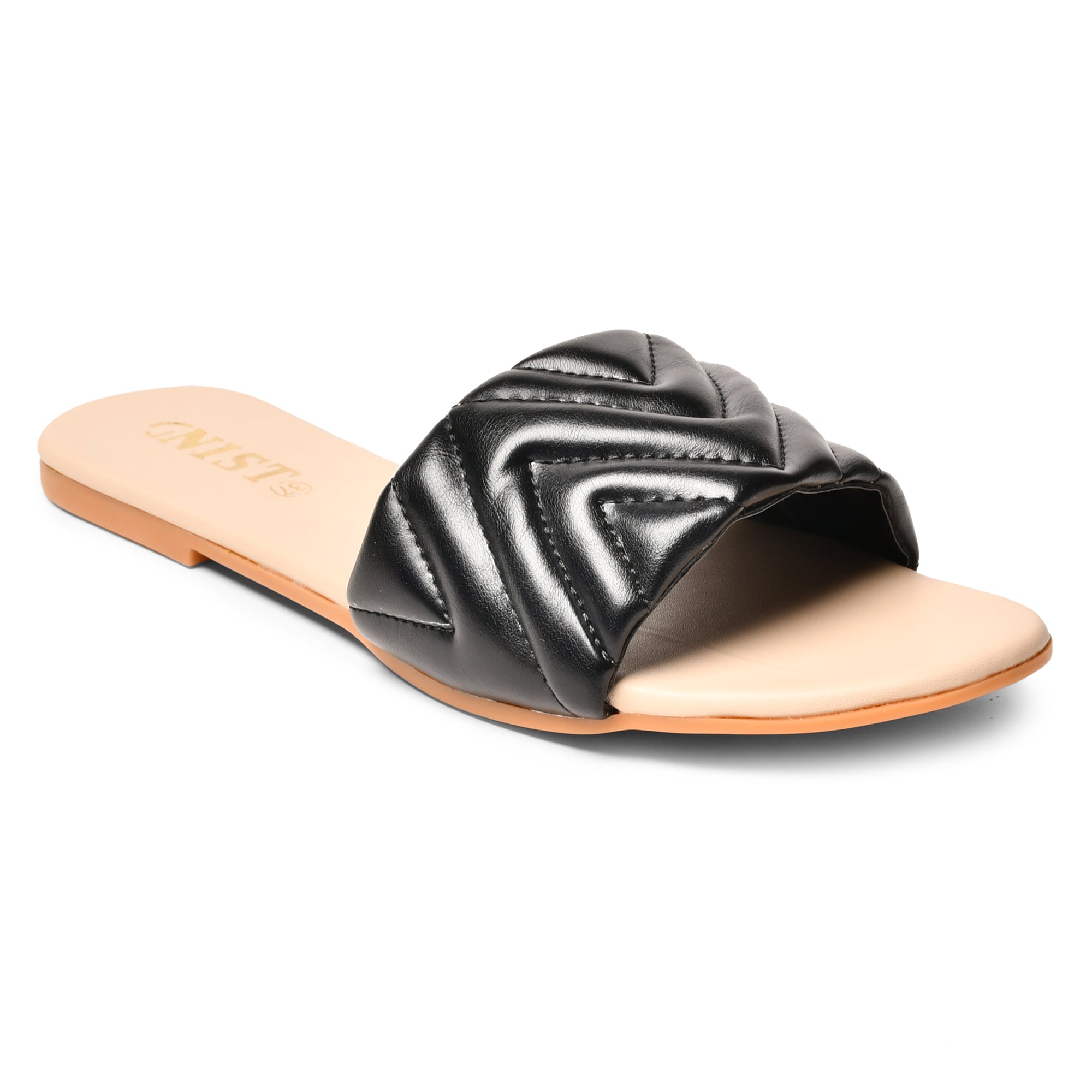 GNIST GG Quilted Faux Leather Black Flats