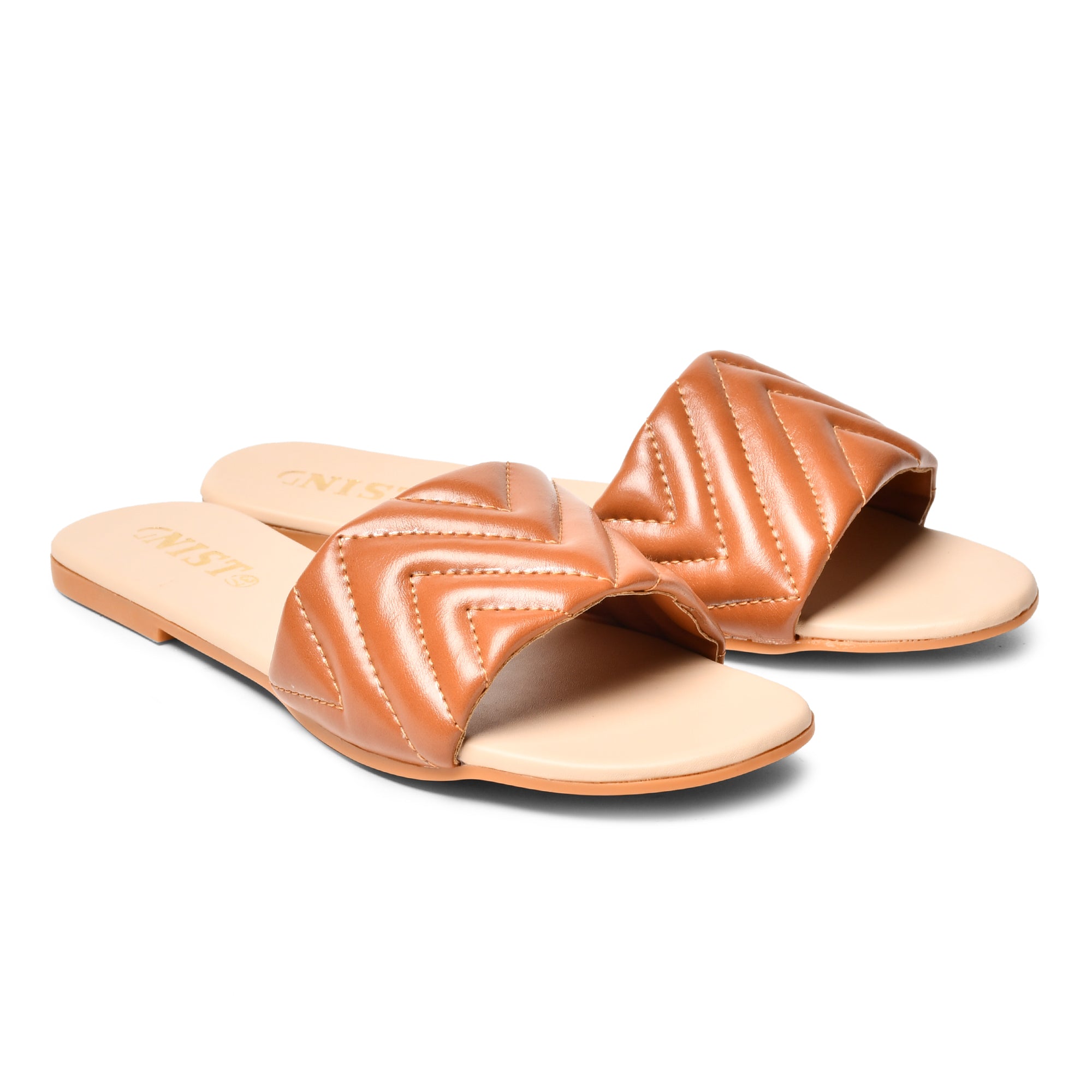 GNIST GG Quilted Faux Leather Tan Sandal