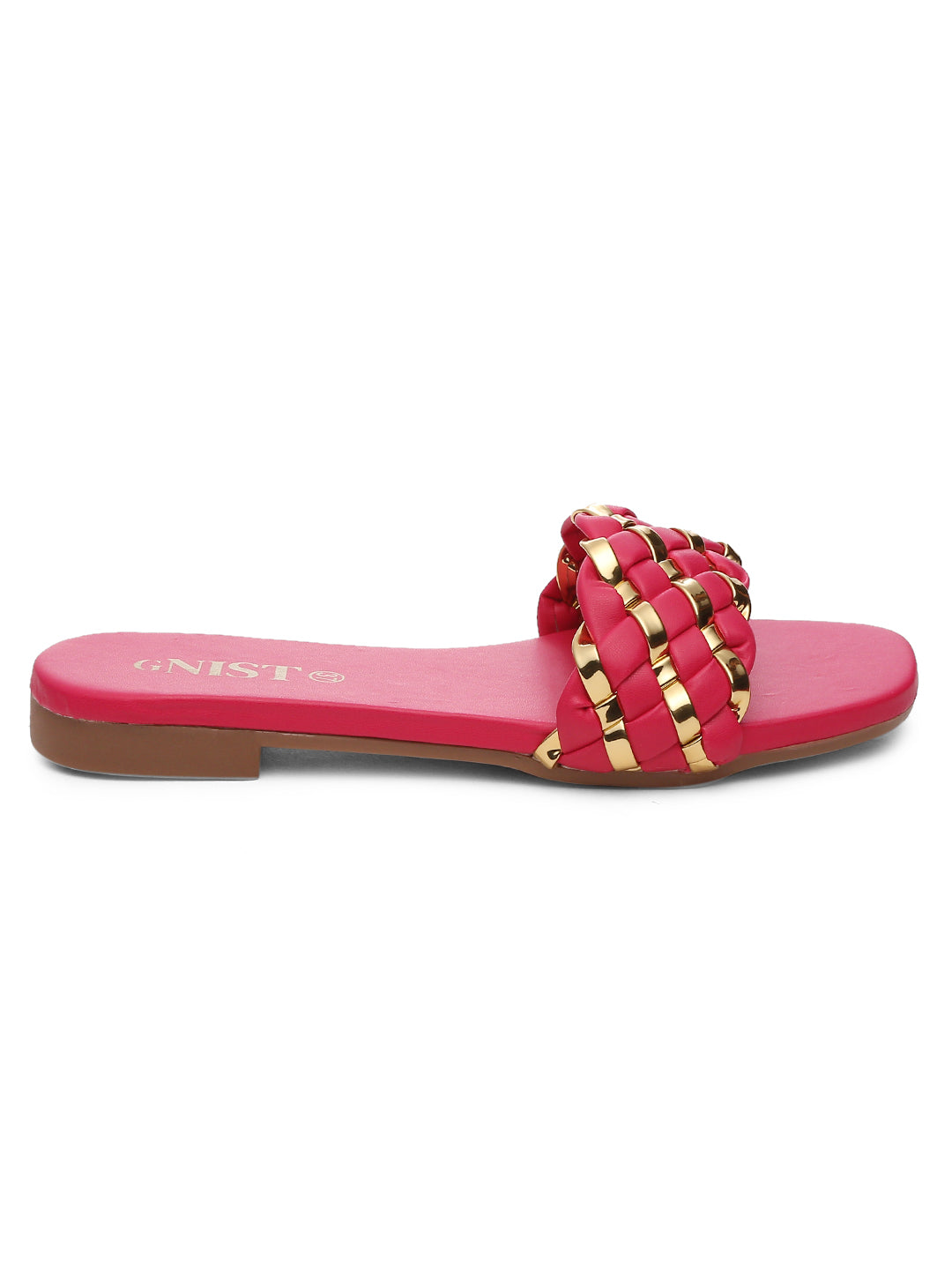 GNIST Hot Pink Gold Braided Flat