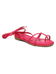GNIST Hot Pink Tie up Flat Sandal