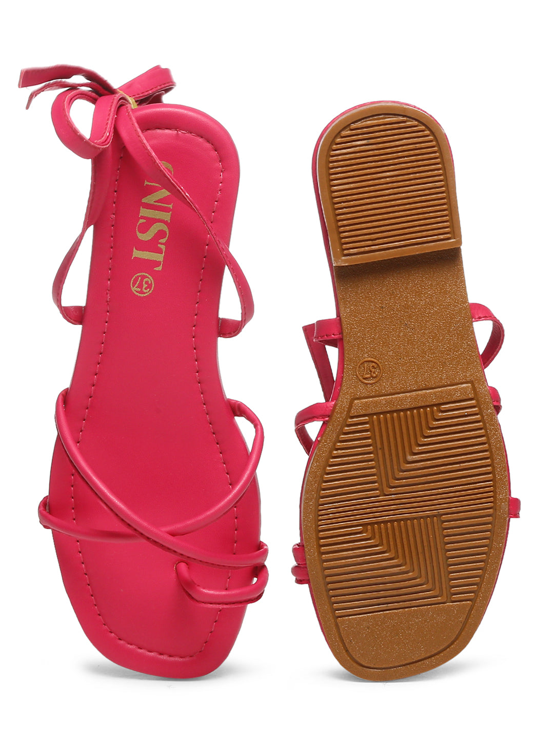 GNIST Hot Pink Tie up Flat Sandal