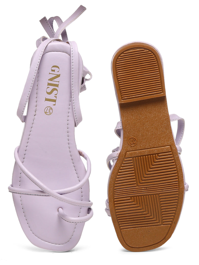 GNIST Lavender Tie up Flat Sandal