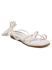 GNIST White Tie up Flat Sandal