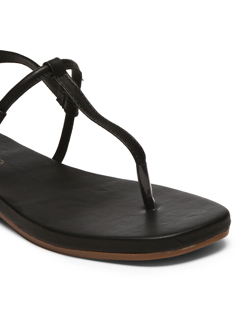 GNIST Black Office Flat Sandal