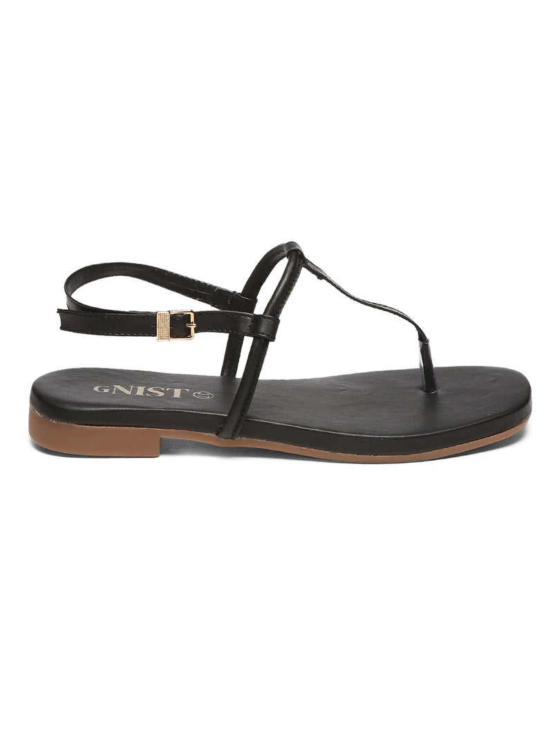 GNIST Black Office Flat Sandal