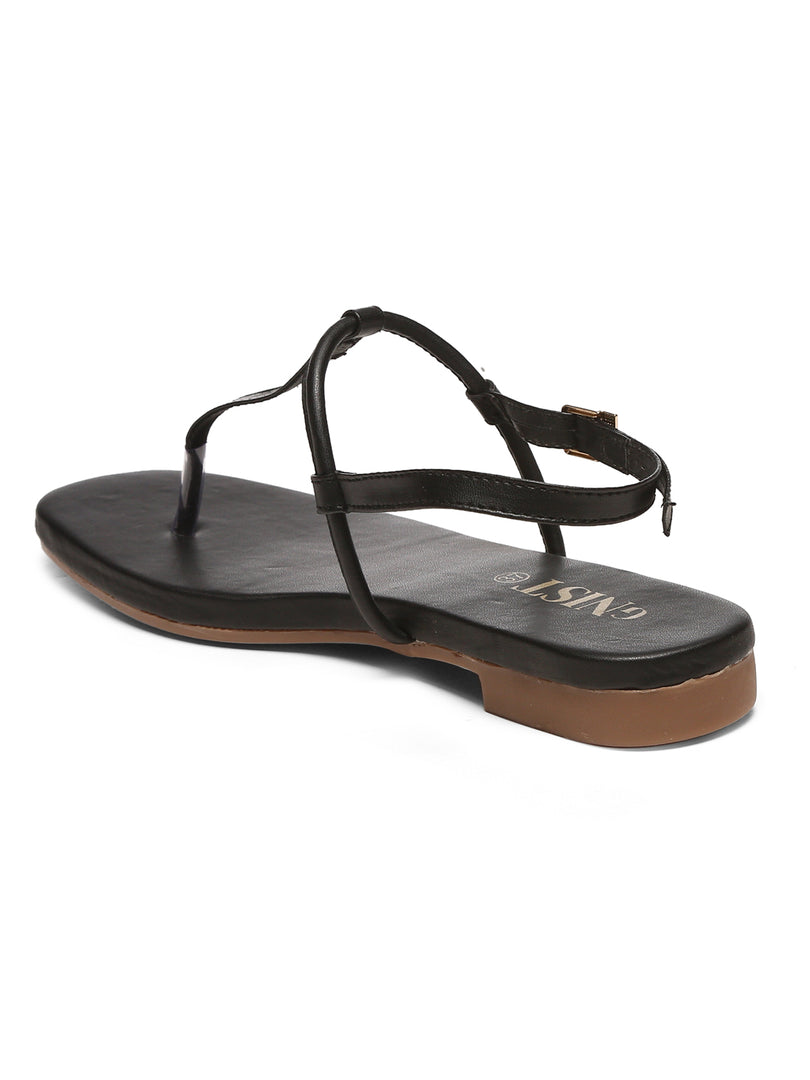 GNIST Black Office Flat Sandal