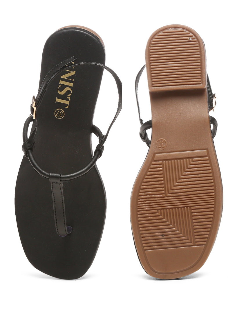 GNIST Black Office Flat Sandal