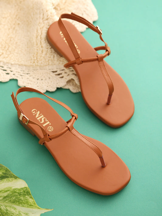 GNIST Tan Office Flat Sandal